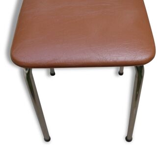 Stool vintage in Brown leatherette