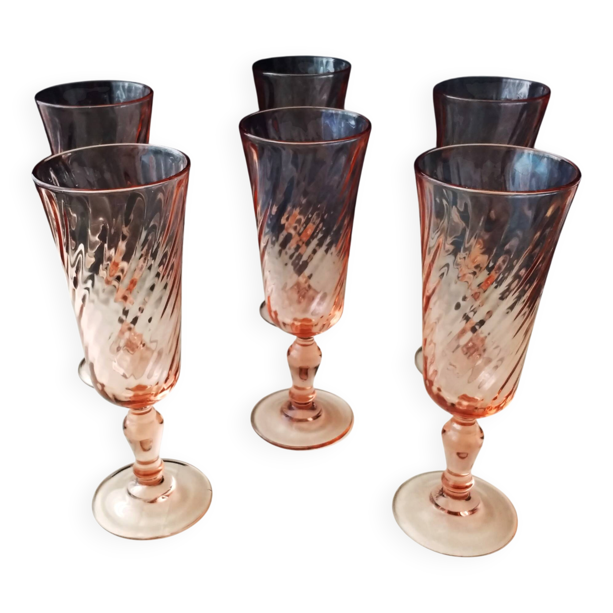 6 Champagne flutes Luminarc Model Rosaline Vintage