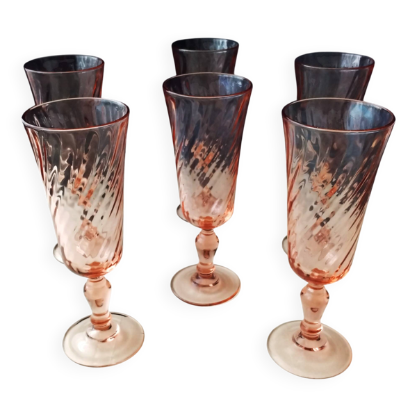 6 Flutes à champagne Luminarc  Modèle Rosaline  Vintage
