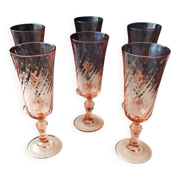 6 Flutes à champagne Luminarc  Modèle Rosaline  Vintage