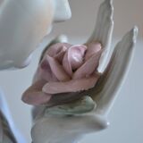 Virgin Mary statue bust in polychrome porcelain Virgin with crown of roses