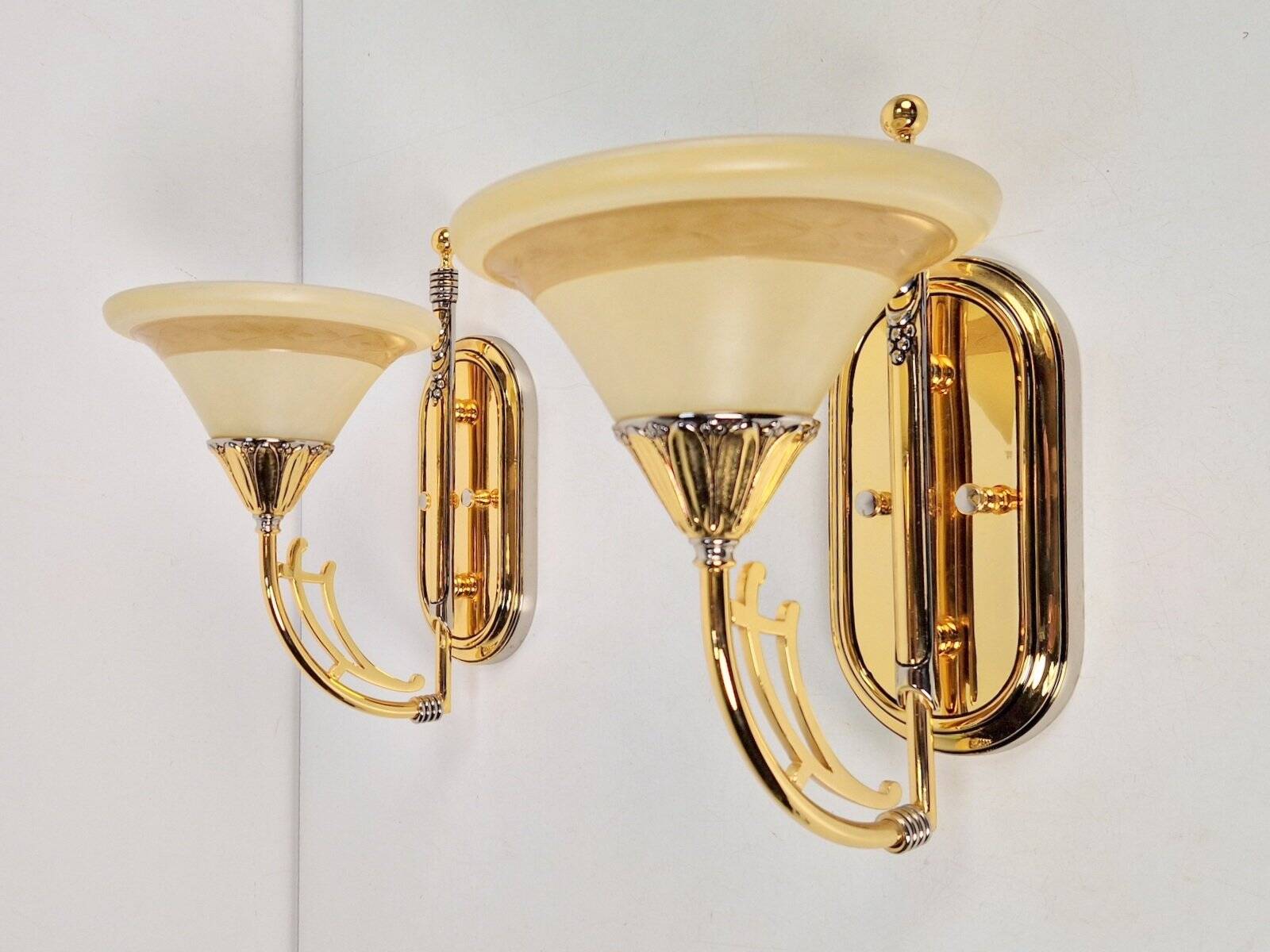 Art Nouveau Regency Brass Wall Lamps by Bejorama Lighting, Spain, 1970s, Set of 2