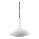 Lampe à suspension mid-century en laiton et opaline, italie