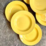 11 hollow plates in yellow earthenware