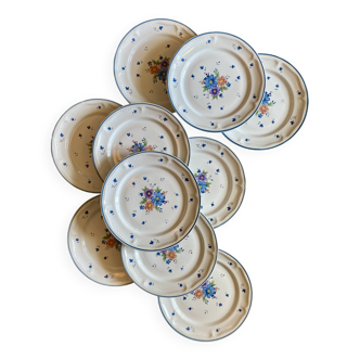 Set of 10 vintage flat plates