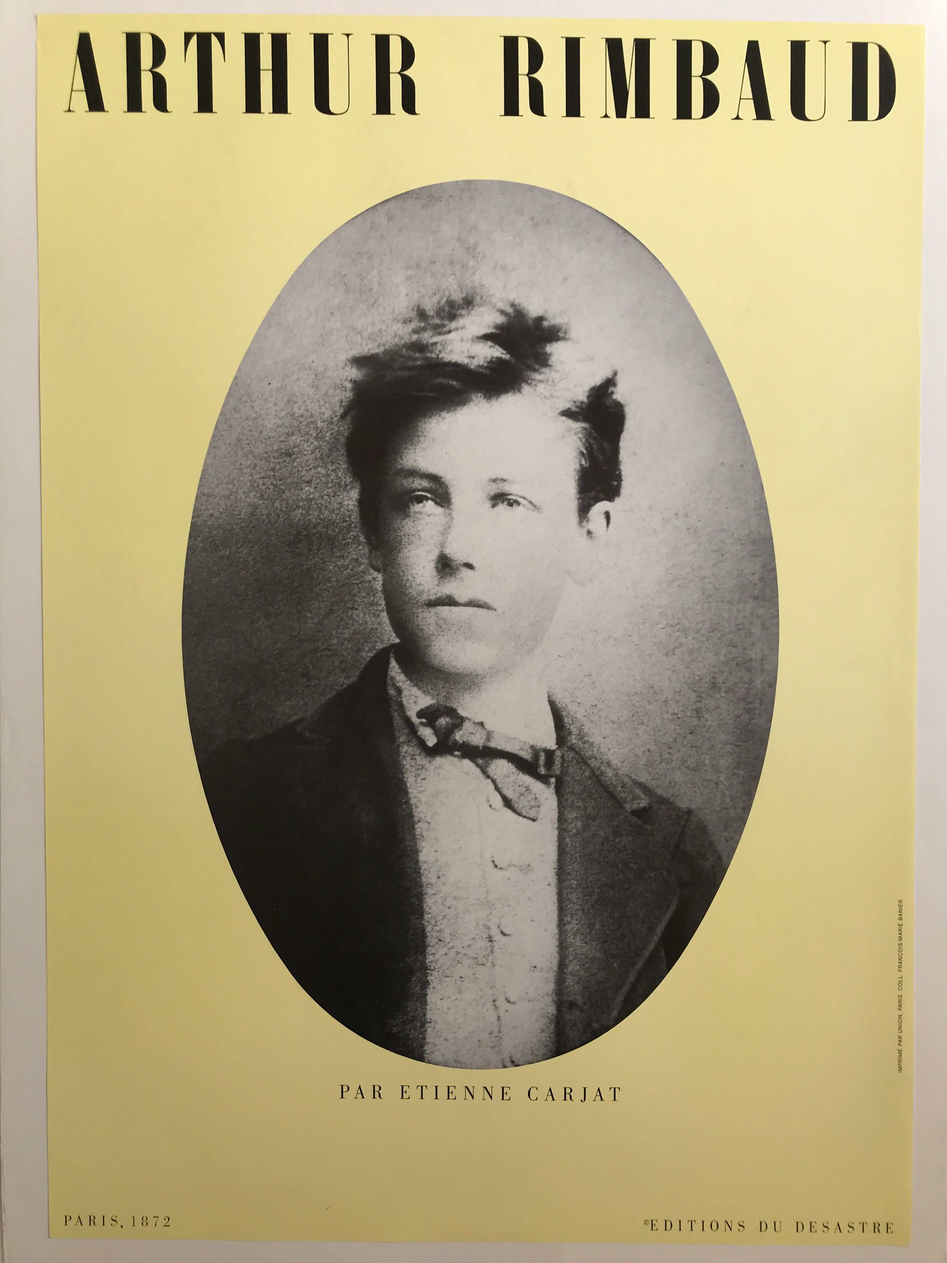 Arthur Rimbaud, Paris, 1872, Editions du désastre, circa 1980, original poster