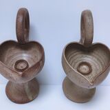 Pair of vintage “heart” sandstone candlesticks