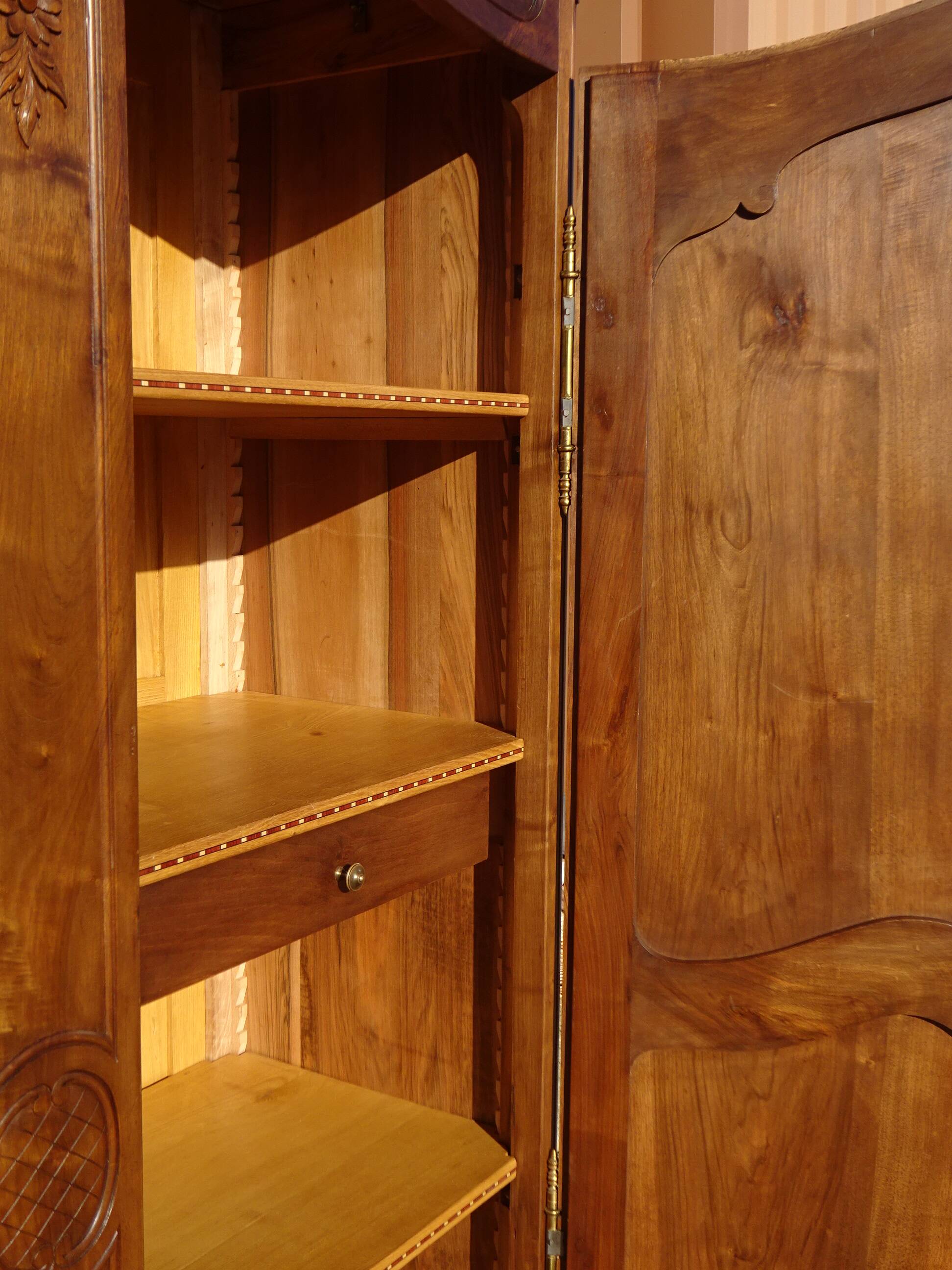 solid walnut wardrobe in Louis XV style