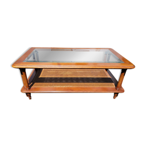 Table basse en merisier, - cannage