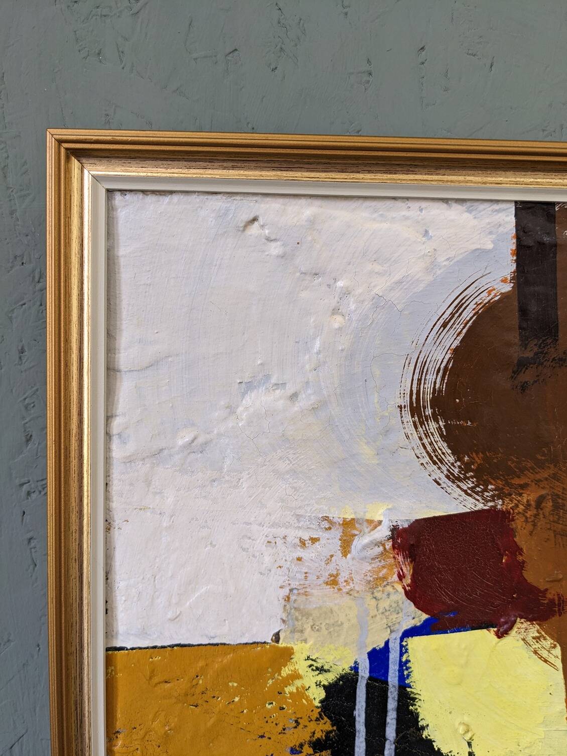 Mid-Century Modern Swedish "Autumn Rhapsody" Vintage Abstract Oil Painting, Hans Osswald