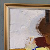 Mid-Century Modern Swedish "Autumn Rhapsody" Vintage Abstract Oil Painting, Hans Osswald