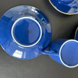 Set of 4 Guy Degrenne blue cups and saucers