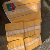 Nappe basque et 6 serviettes en coton orange kiva vintage