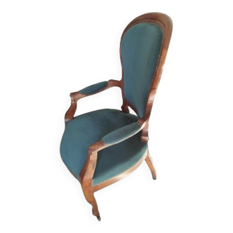 Fauteuil louis philippe bleu paon