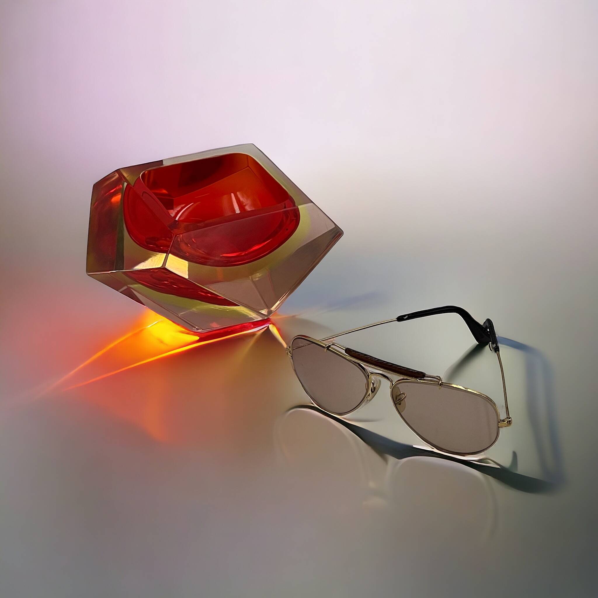 Murano 60s Sommerso Glass Vase - Mid Century Artisanal Vase Seguso Style