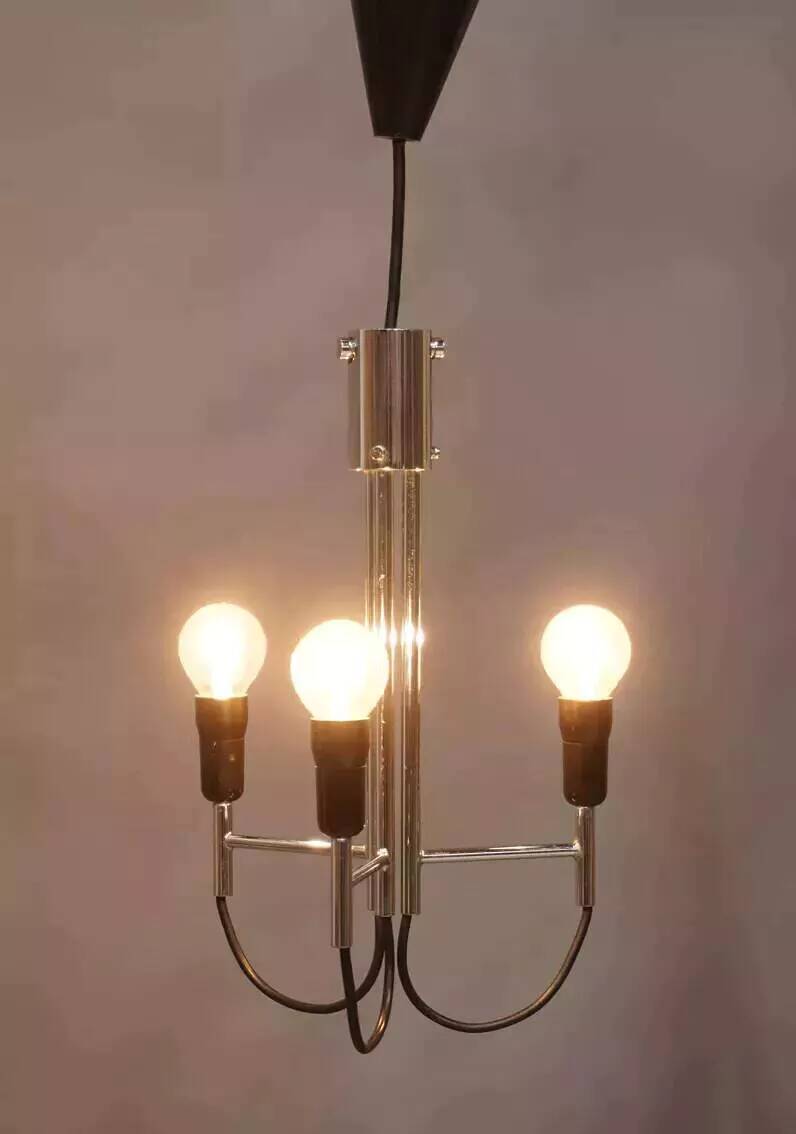 Chrome pendant light, Italian design, 60s