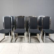Vintage brass and chrome dining chairs set of 8 - 1970s