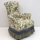 Paire de fauteuils et deux ottomans Art Déco en noyer et velours italiens, 1920