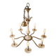 Lustre with 8 light arms in Hollywood Regency style – Gold brass and marble