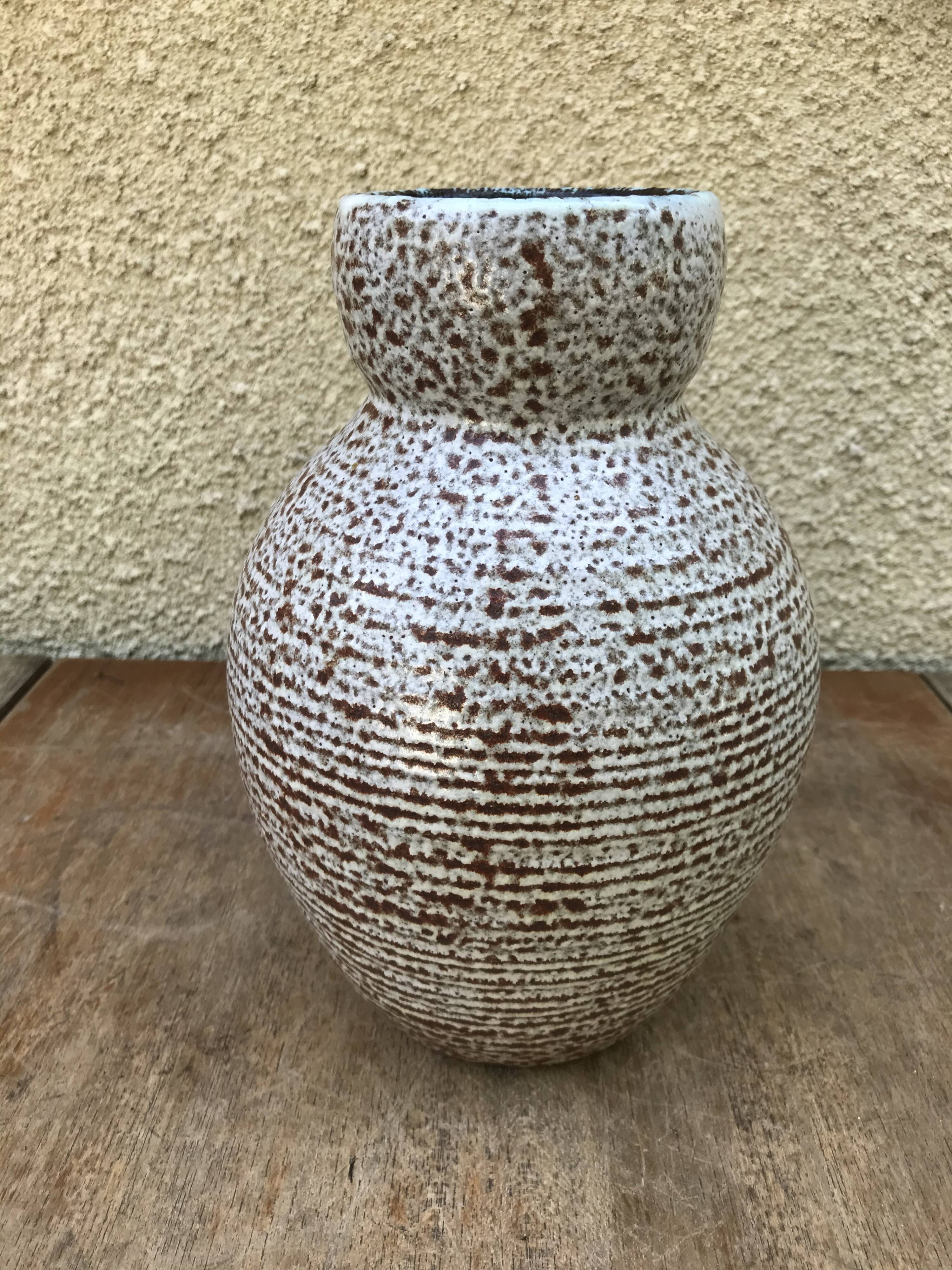 Old Ceramic Vase Brown Grey 70s Vintage