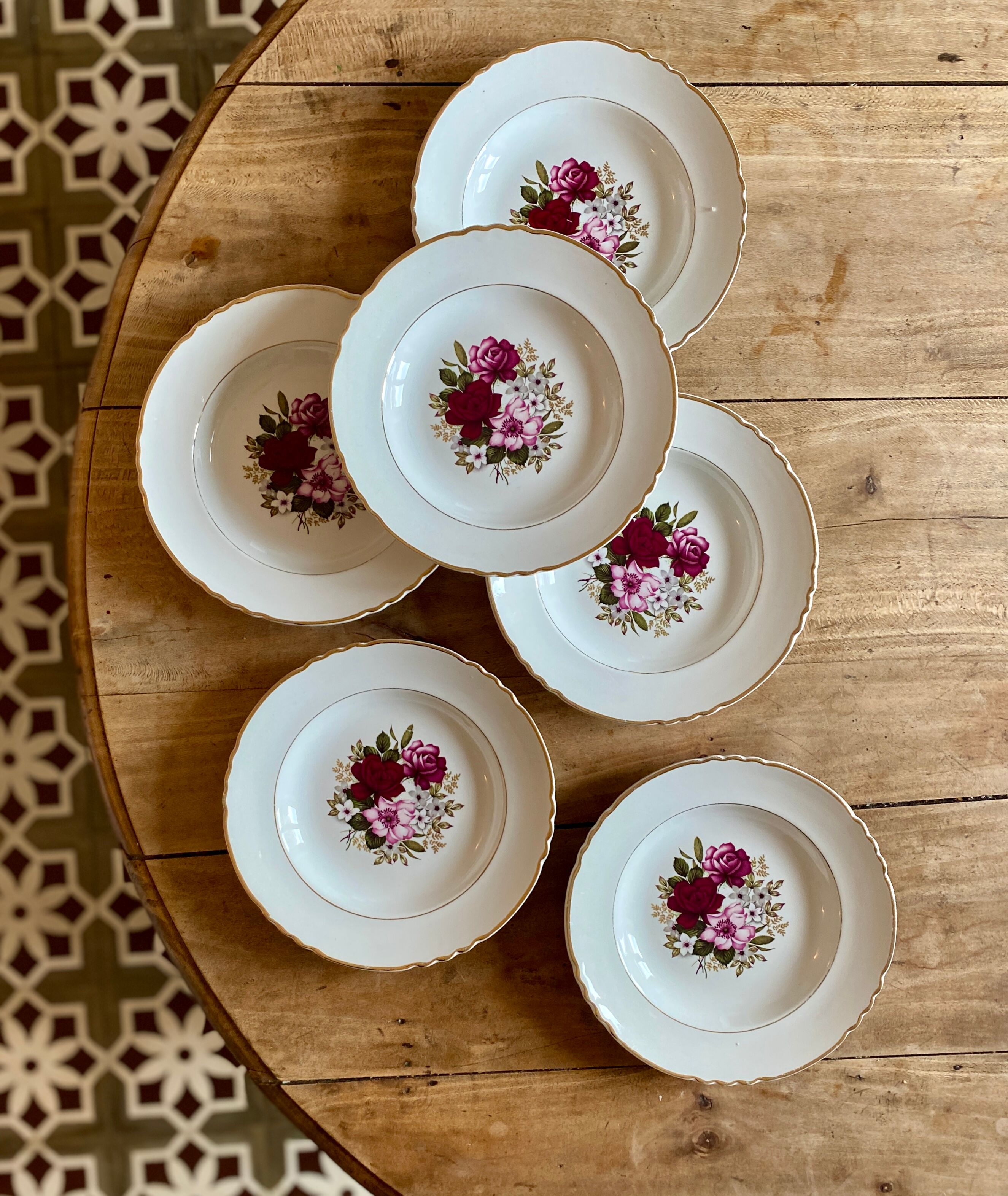 Set of 6 plates hollow vintage Moulin des Loups