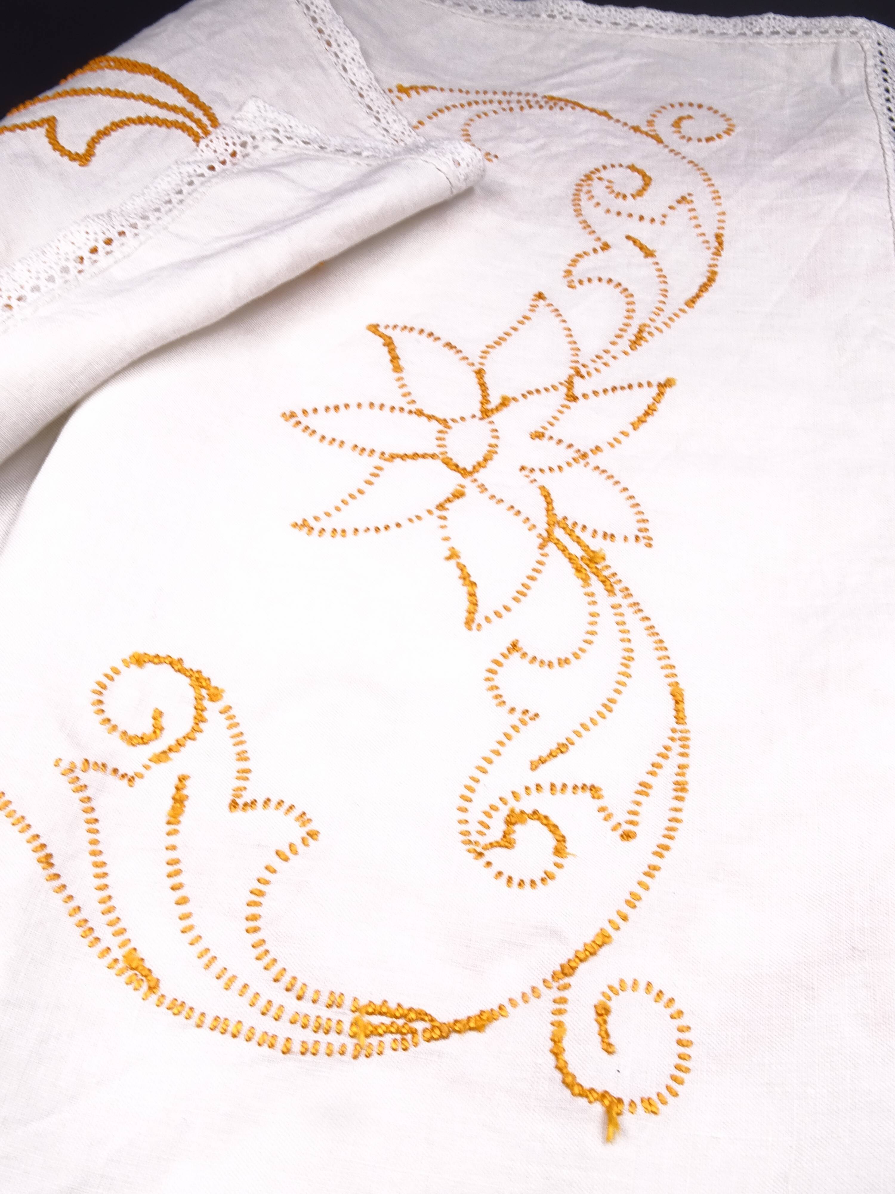 Doily or table path or center of table embroidered around 1970