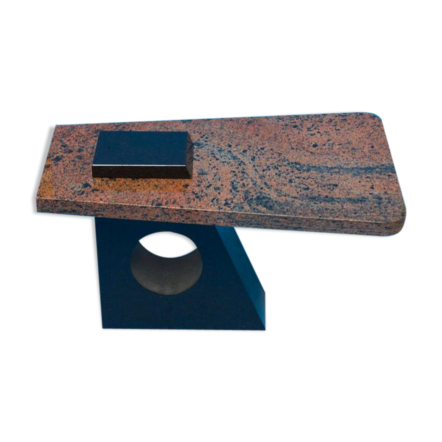 French pink and black marble table, 1980s