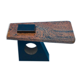 Table française en marbre rose et noir, années 1980