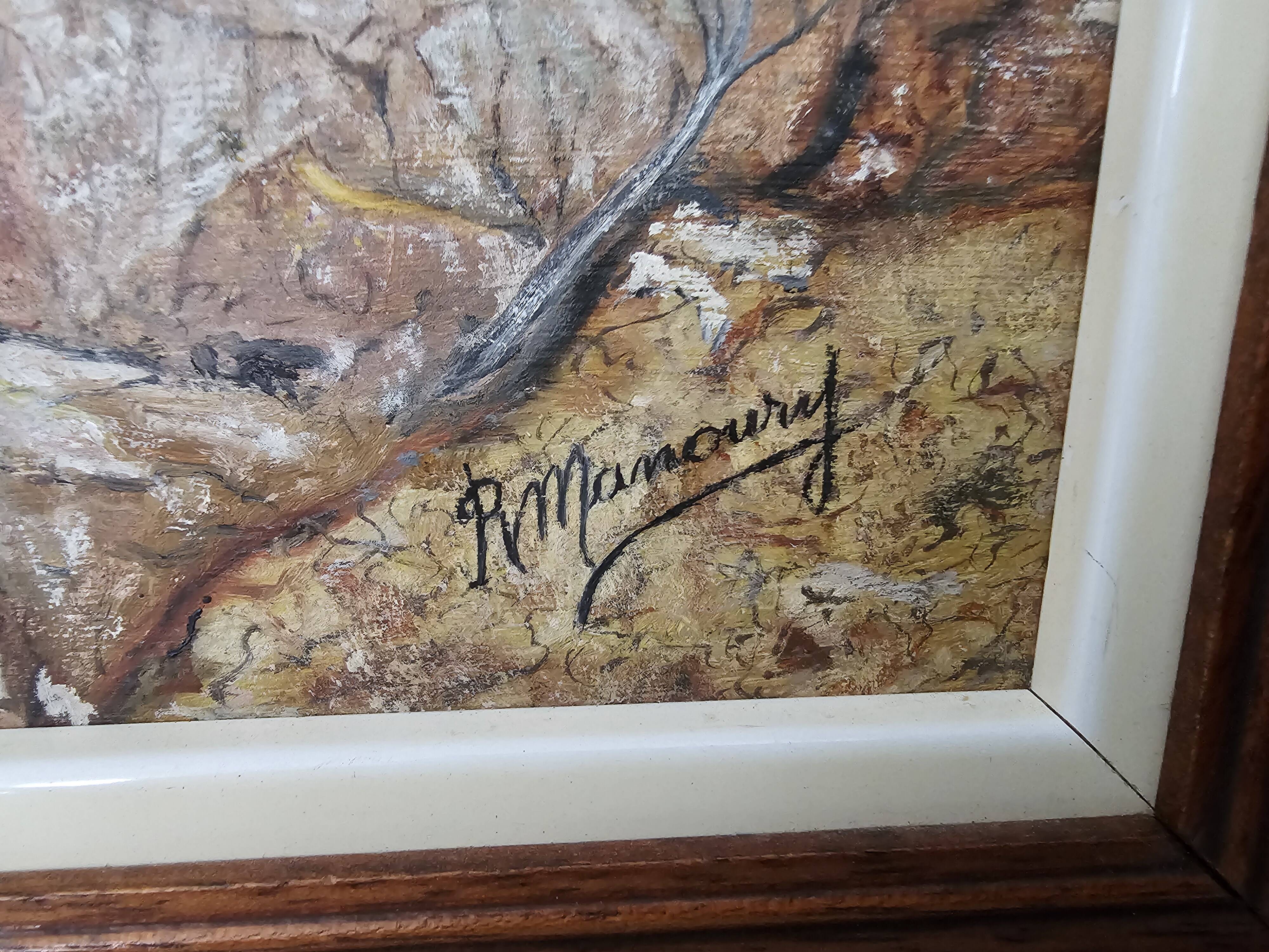 Oil painting on panel, landscape of Île Sainte-Marguerite, signed R. Manou