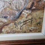 Oil painting on panel, landscape of Île Sainte-Marguerite, signed R. Manou