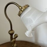 Art Deco desk lamp in bronze and brass.