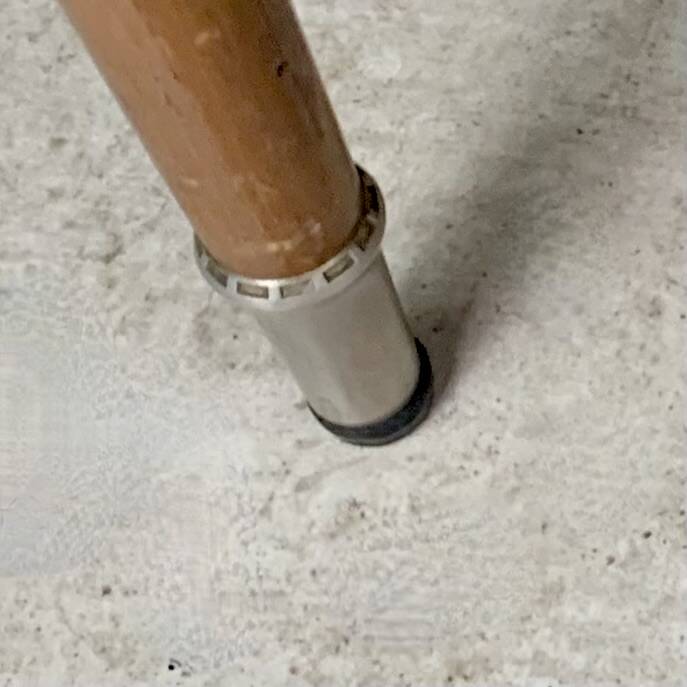 Pair of Scandinavian chairs in wood and black skai