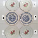 Vintage blue pink dinner plates