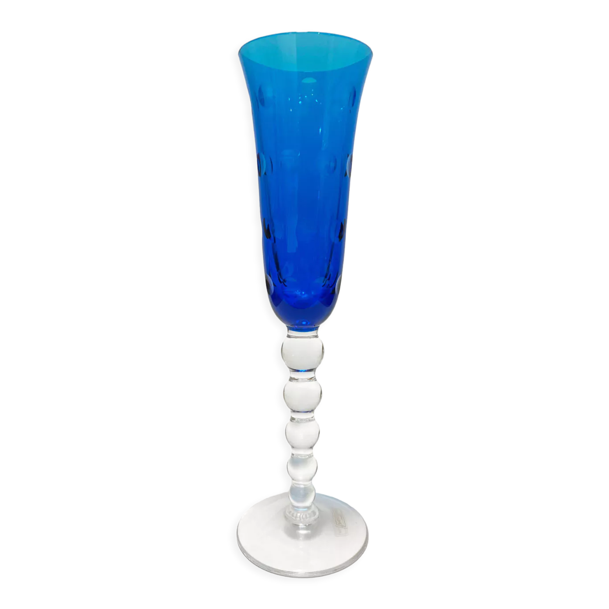 Saint Louis - Bubble. Blue champagne flute. Perfect condition