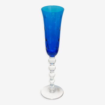 Saint Louis - Bubble. Blue champagne flute. Perfect condition
