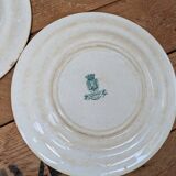 Set of 6 old flat plates, Annam model, opaque porcelain from Gien Terre de Fer