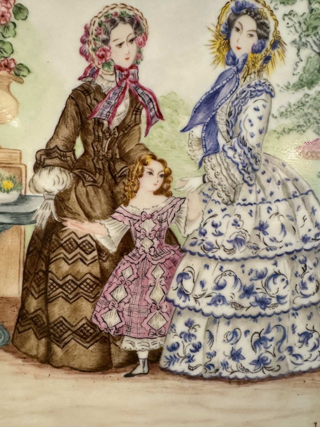 Old painting, Parisian women, signed J Fallet