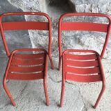Pair of tolix T1 chairs in red metal by Xavier Pauchard - vintage 1960