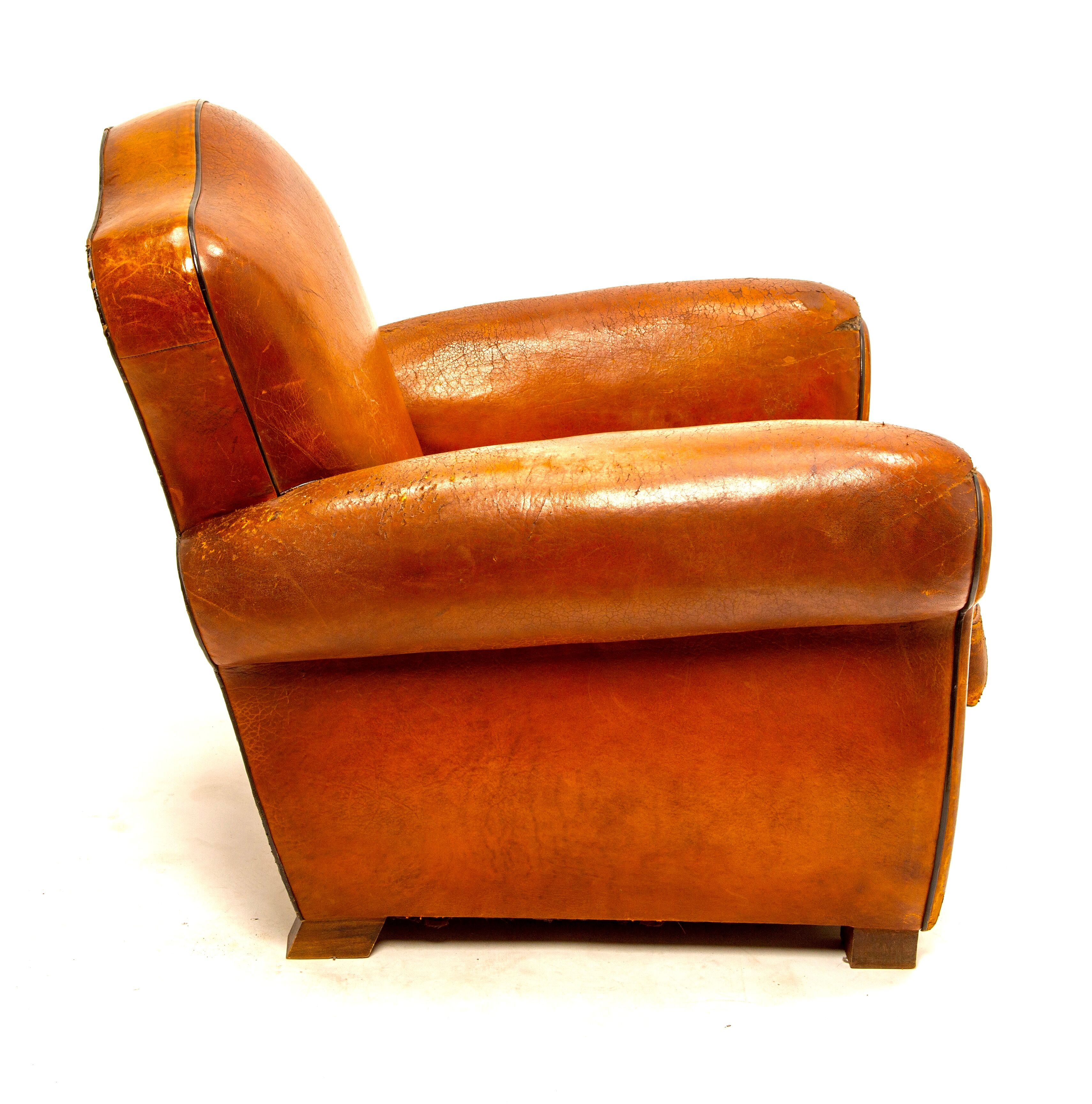 Fauteuil club cuir moustache