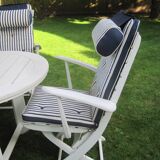 Mid-Century Riviera Chairs and Folding Table by French Maker Triconfort