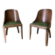 Pair of green leather gondola chairs Art Deco by De Coen