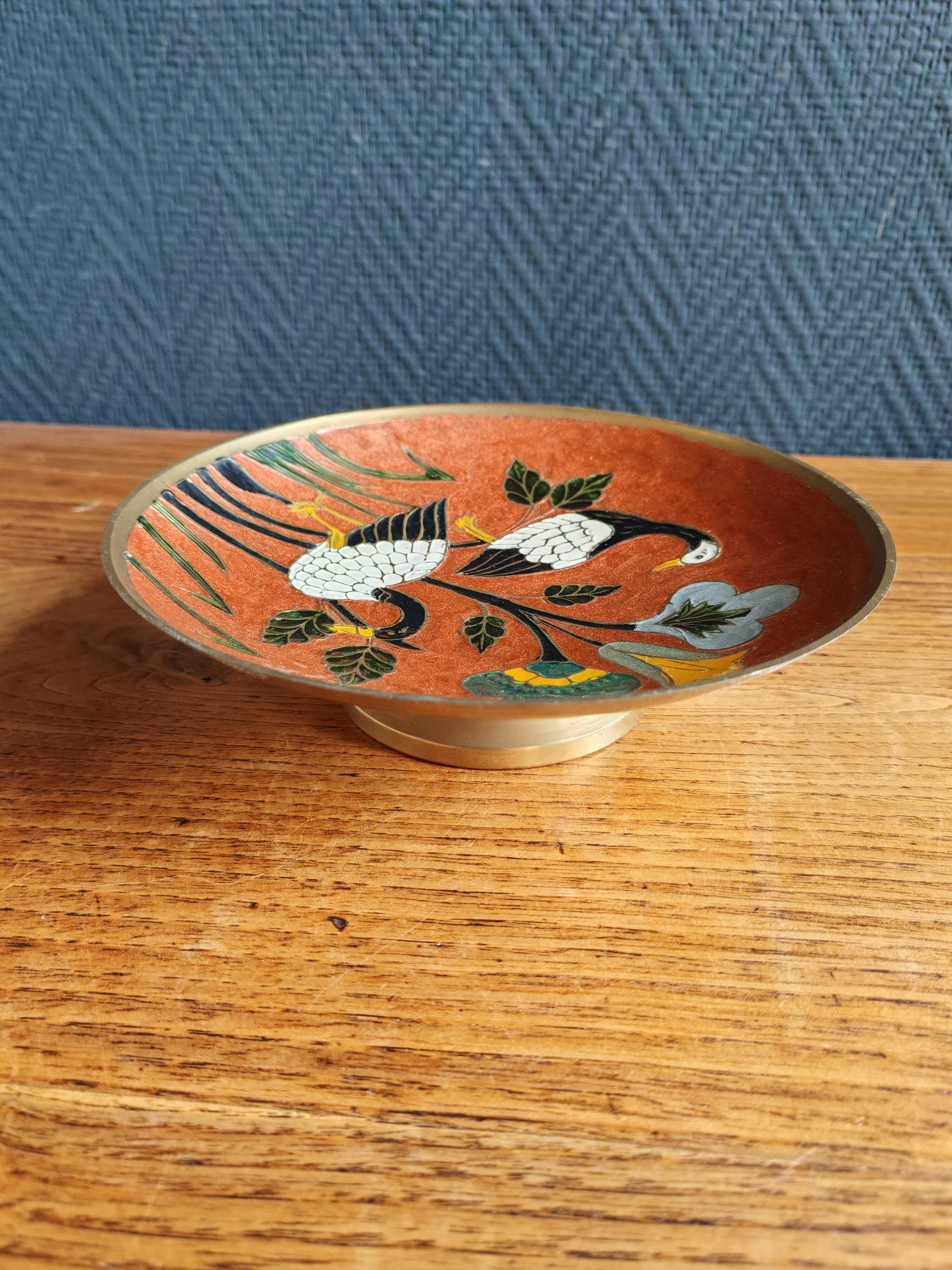 Assiette cloisonnée en laiton émaillé - India