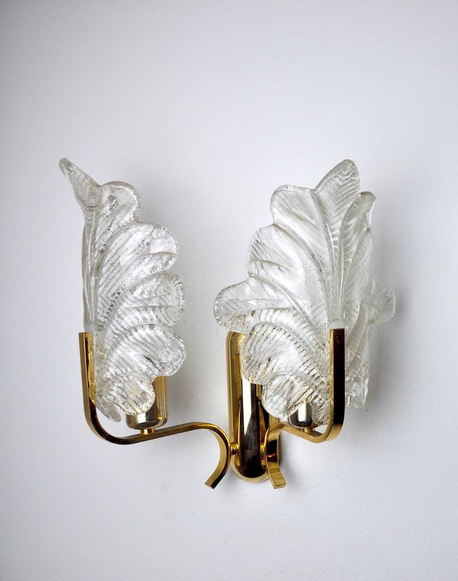 “Leaves” wall lamp by Carl Fagerlund, Murano glass, Germany, 1970