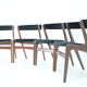1960s Danish Teak Dining Chairs in Black Velvet