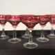 Series of 6 champagne glasses in chiseled crystal