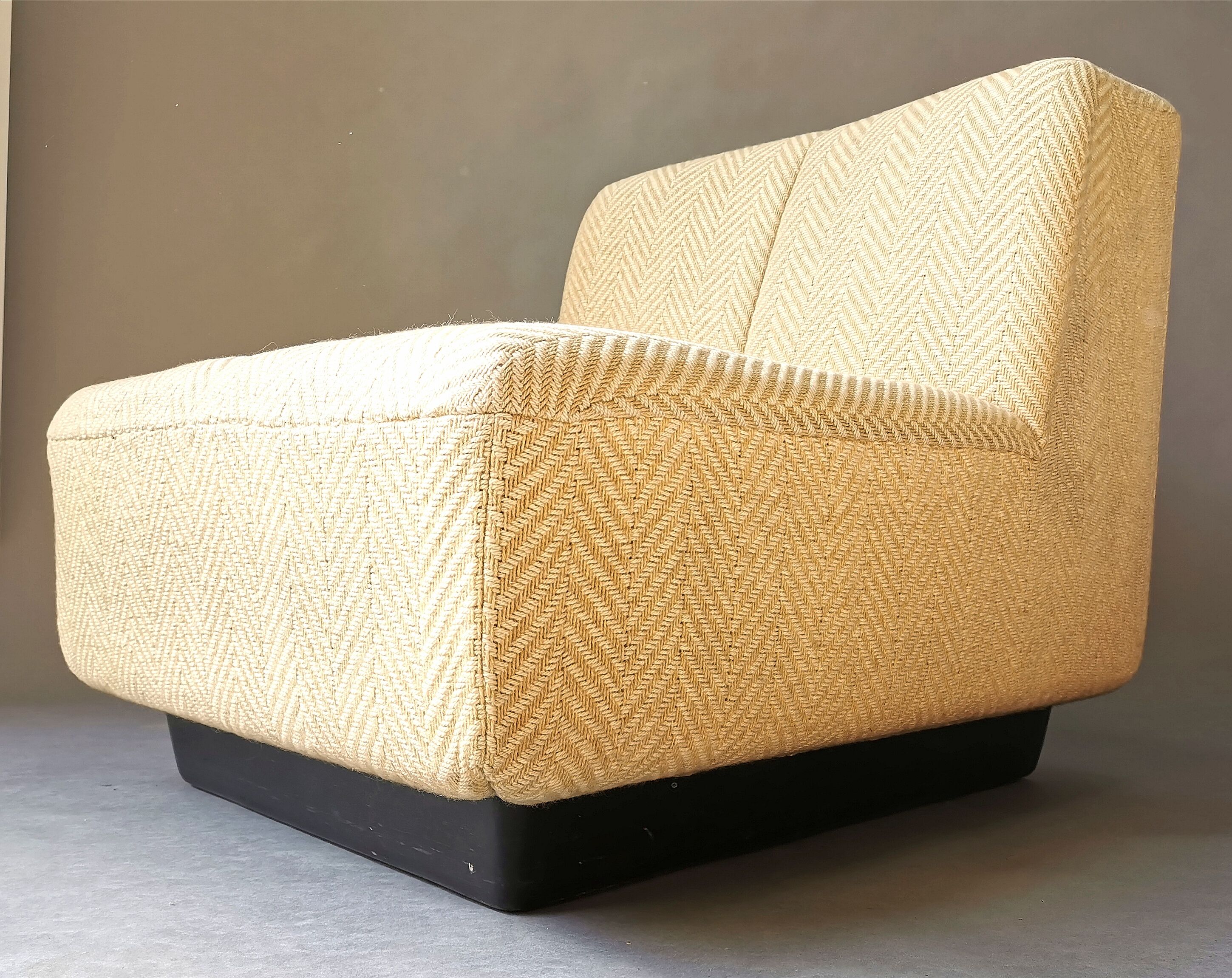 Beige low chair 70s-80s