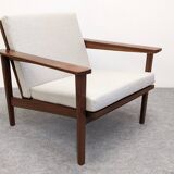 Pair of Scandinavian style armchairs in teak, France circa 1950.