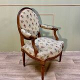 Medallion armchair in natural wood from louis xvi xviii eme century
