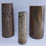 trois vase rouleau grès vintage