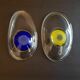 Pair of blown art glass cups by Eric Lindgren Claret
